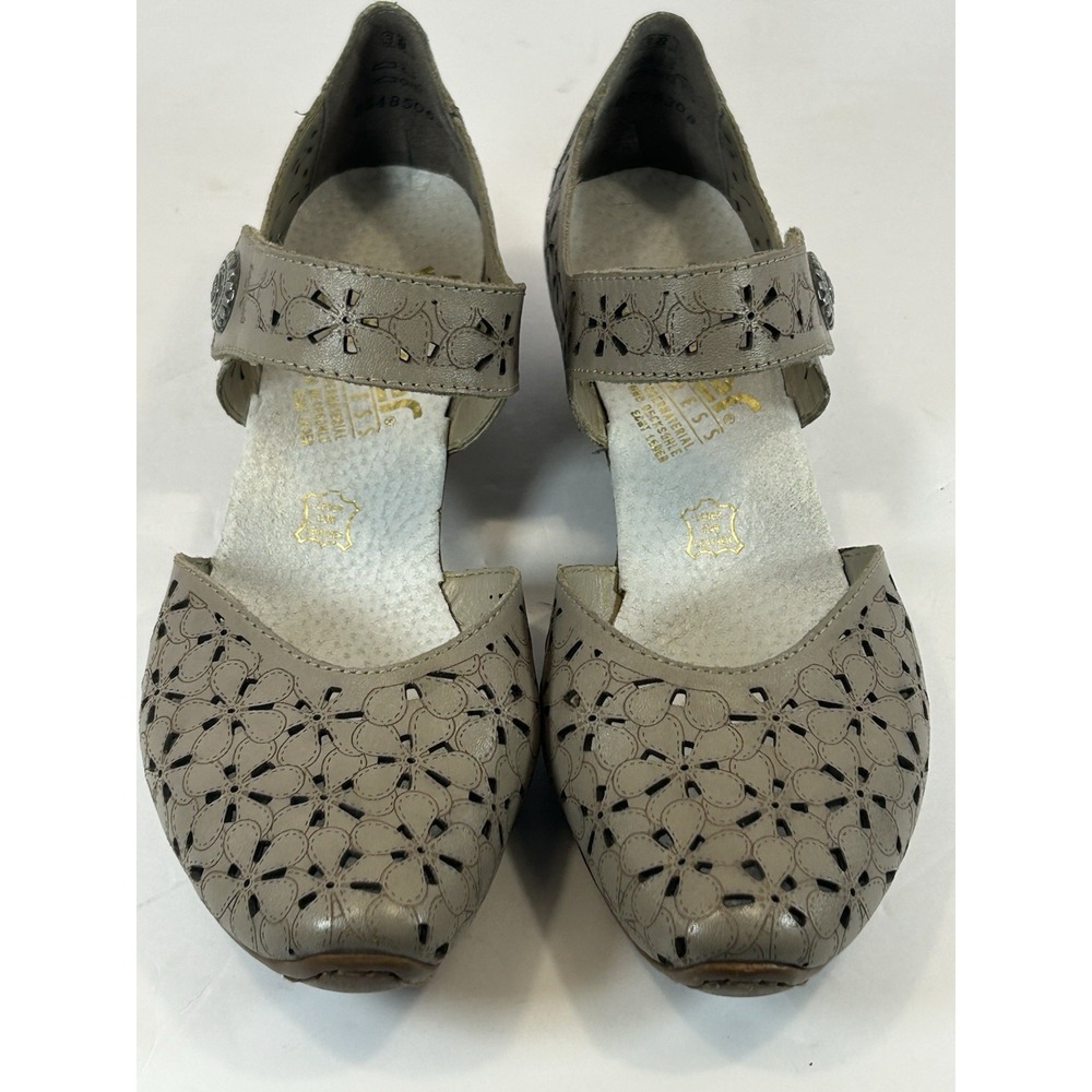 Rieker Antistress Mirjam Taupe Low Heel Mary Jane Leather Shoes-US 7/EU 38 - Picture 2 of 10